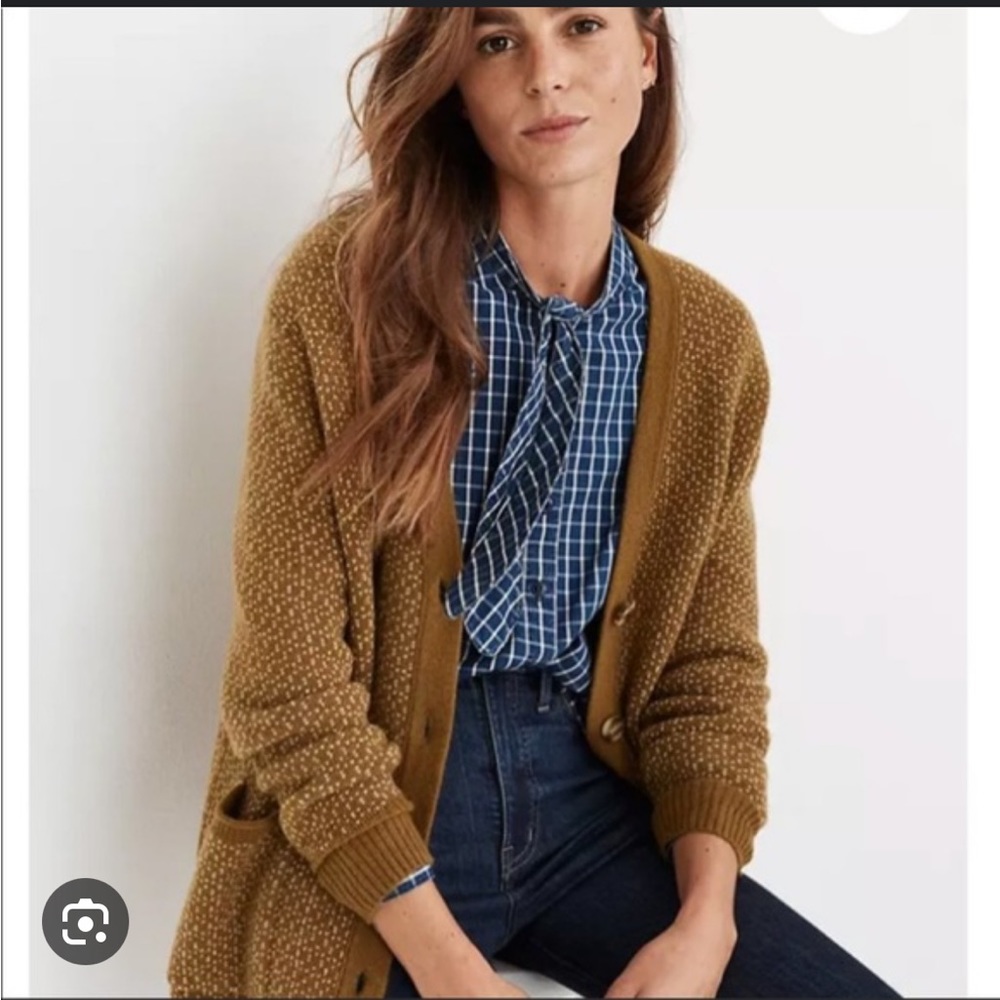 Madewell Bird's Eye Maysfield Cardigan Sweater Size S